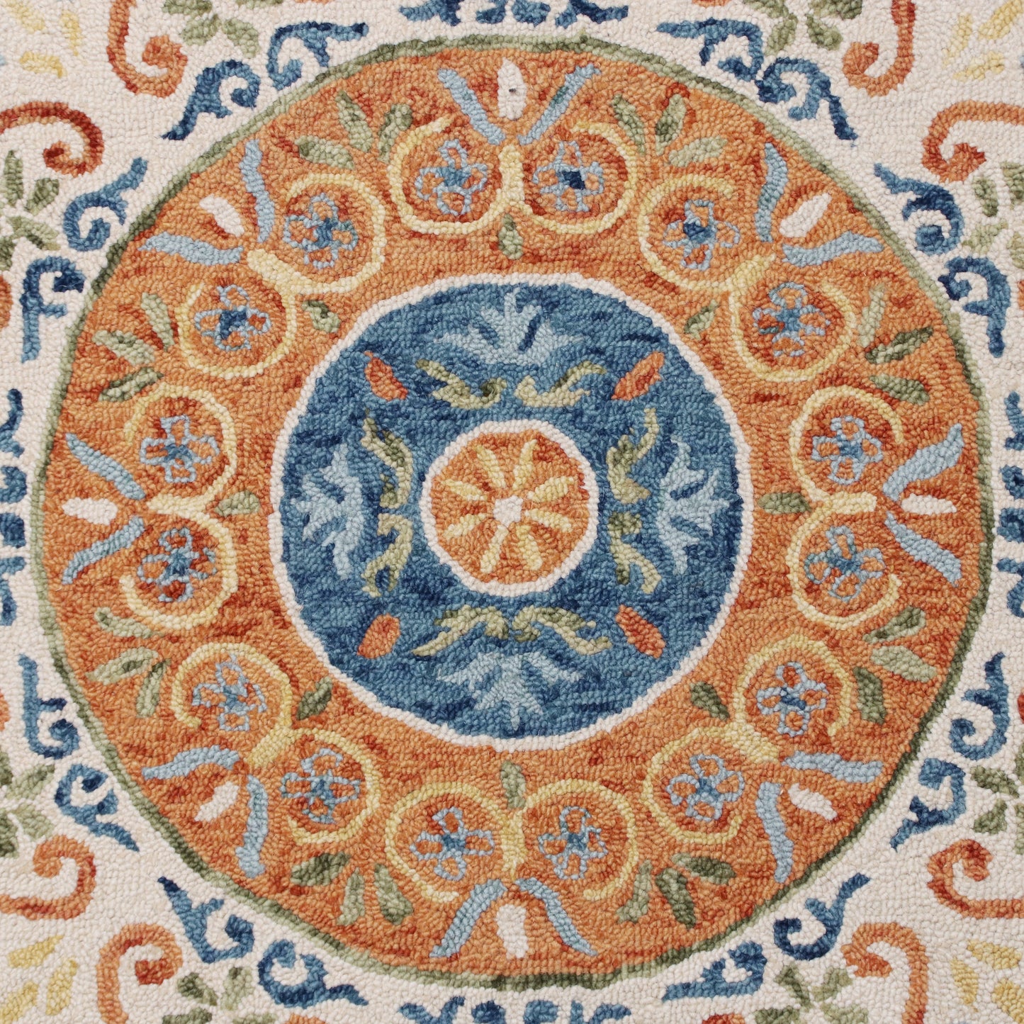 Sinuous-54153 Casual Hand-Tufted Orange/Cream/Blue/Green Cotton Indoor Area Rug - LR Home