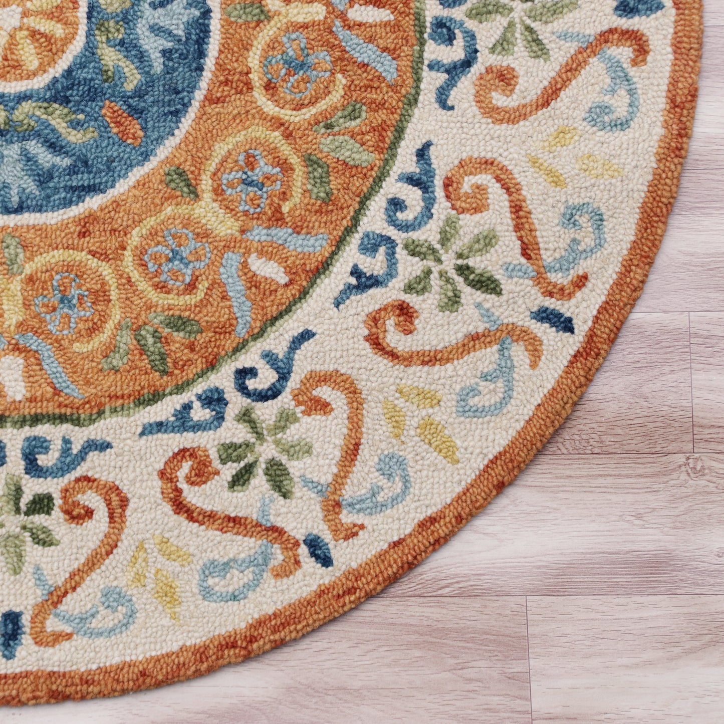 Sinuous-54153 Casual Hand-Tufted Orange/Cream/Blue/Green Cotton Indoor Area Rug - LR Home