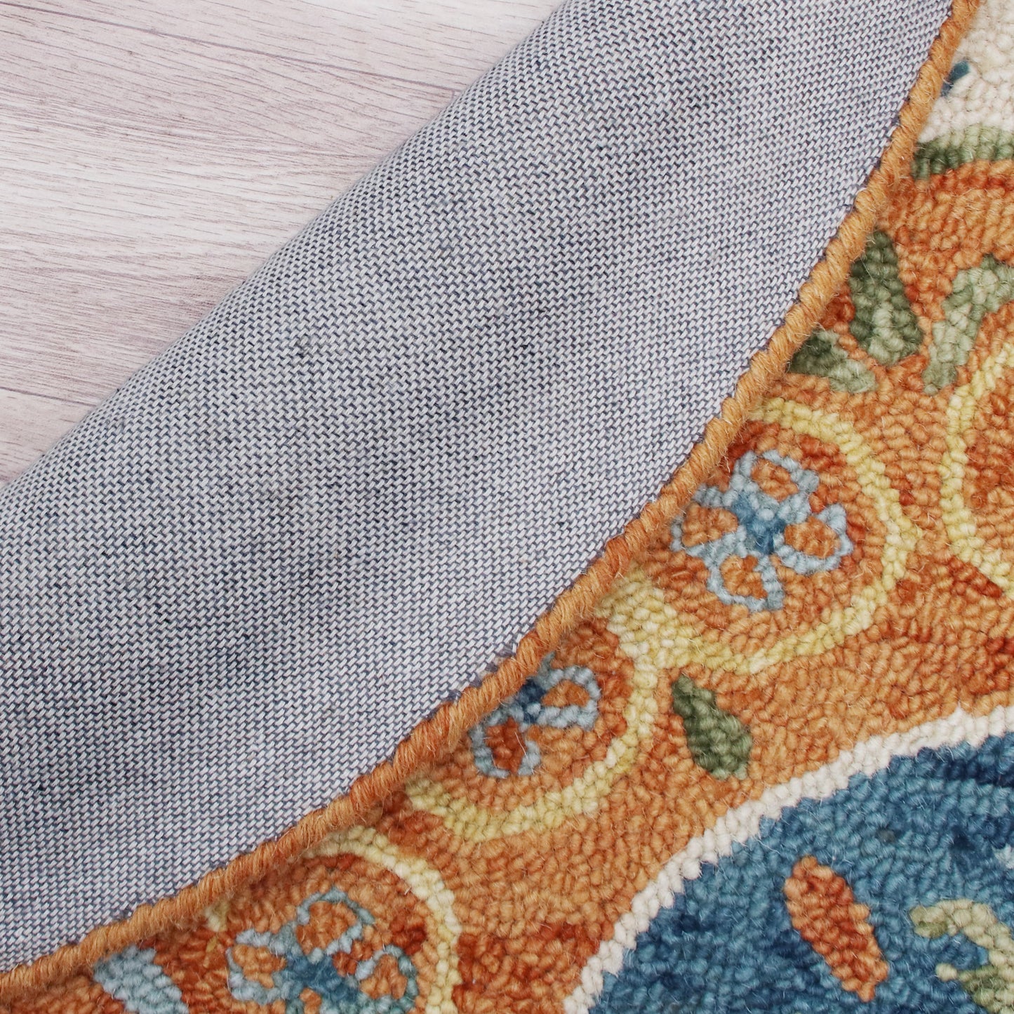 Sinuous-54153 Casual Hand-Tufted Orange/Cream/Blue/Green Cotton Indoor Area Rug - LR Home
