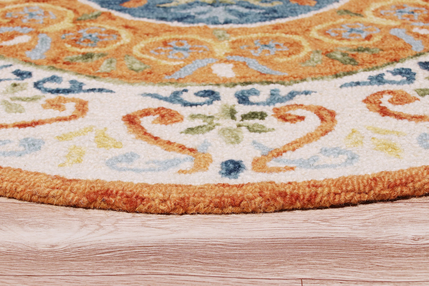Sinuous-54153 Casual Hand-Tufted Orange/Cream/Blue/Green Cotton Indoor Area Rug - LR Home
