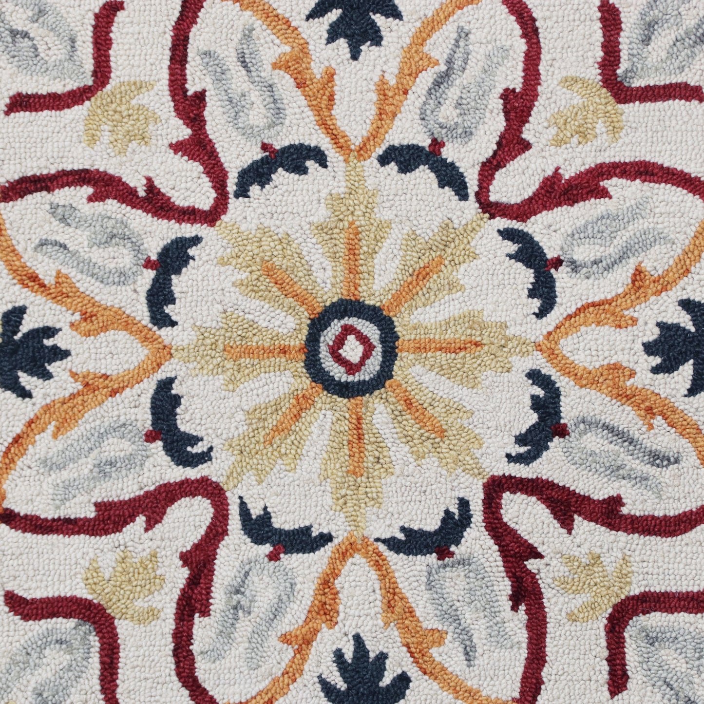 Sinuous-54154 Casual Hand-Tufted Red/Yellow/Cream/Navy Cotton Indoor Area Rug - LR Home