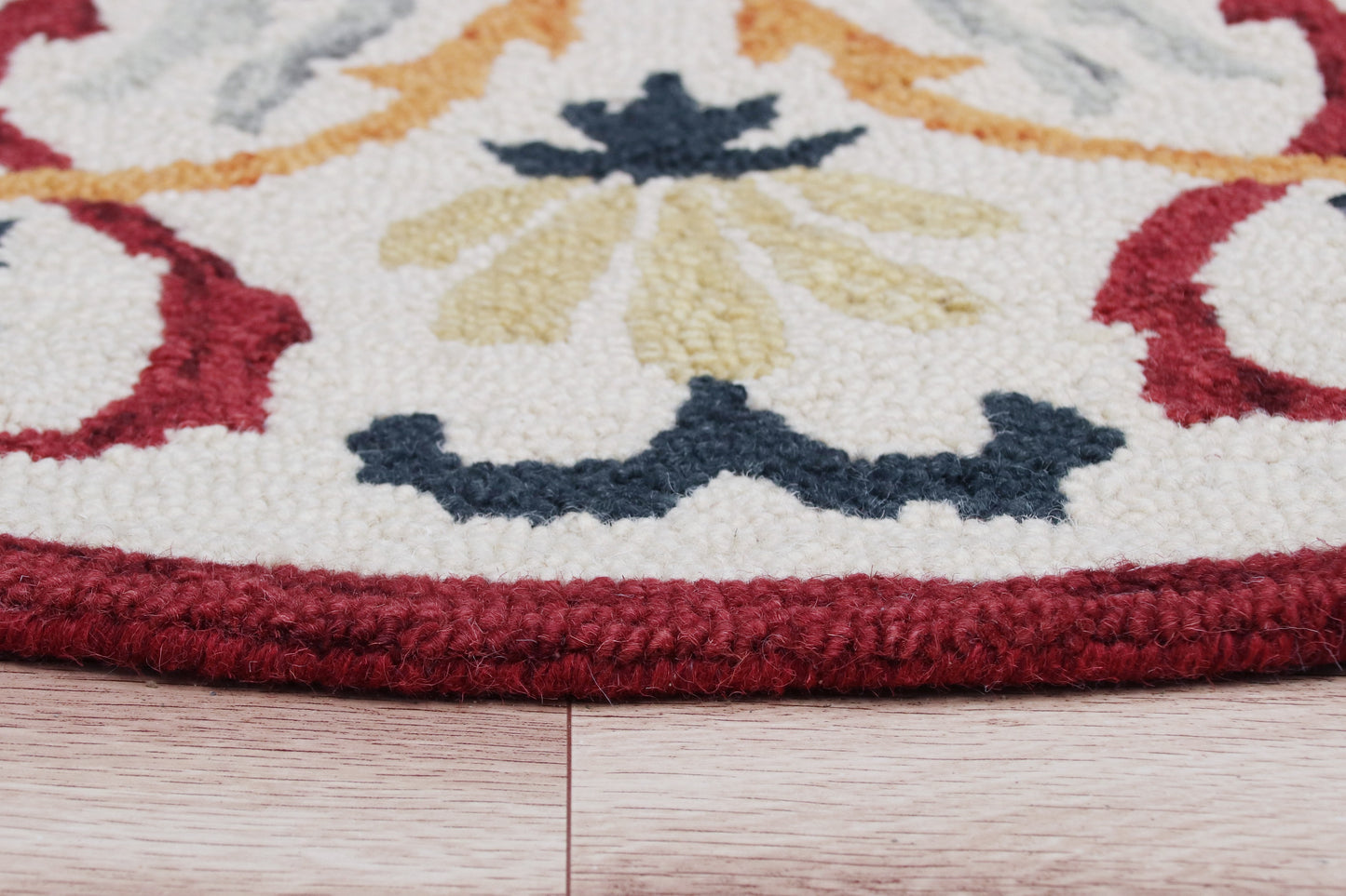 Sinuous-54154 Casual Hand-Tufted Red/Yellow/Cream/Navy Cotton Indoor Area Rug - LR Home
