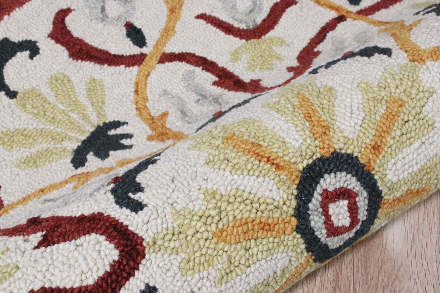 Sinuous-54154 Casual Hand-Tufted Red/Yellow/Cream/Navy Cotton Indoor Area Rug - LR Home