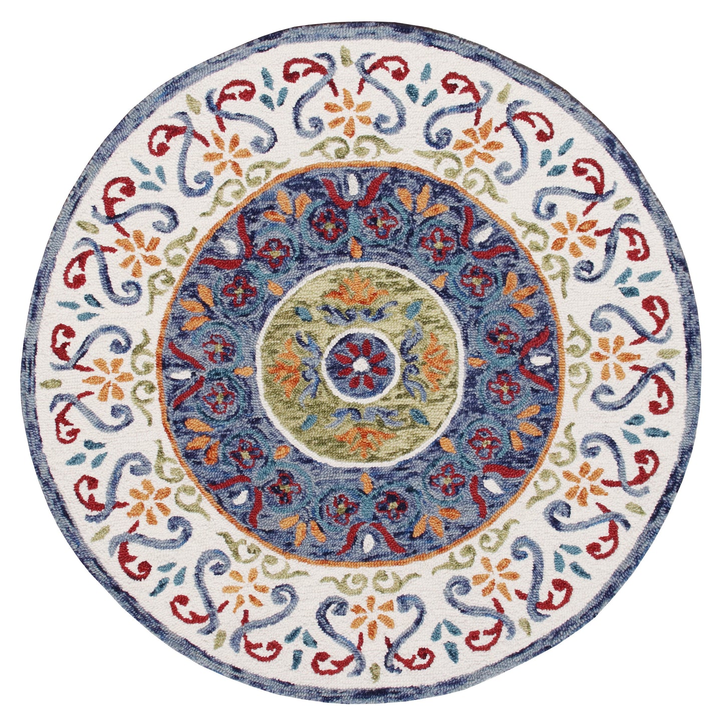 Sinuous-54155 Casual Hand-Tufted White/Green/Blue/Red/Orange Cotton Indoor Area Rug - LR Home