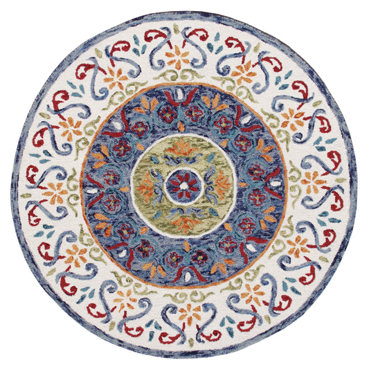 Sinuous-54155 Casual Hand-Tufted White/Green/Blue/Red/Orange Cotton Indoor Area Rug - LR Home