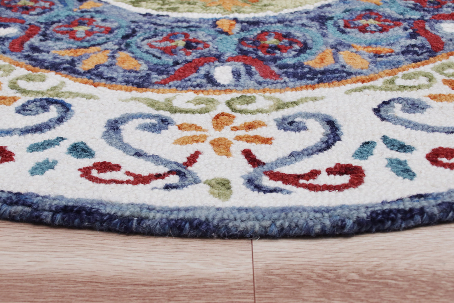 Sinuous-54155 Casual Hand-Tufted White/Green/Blue/Red/Orange Cotton Indoor Area Rug - LR Home