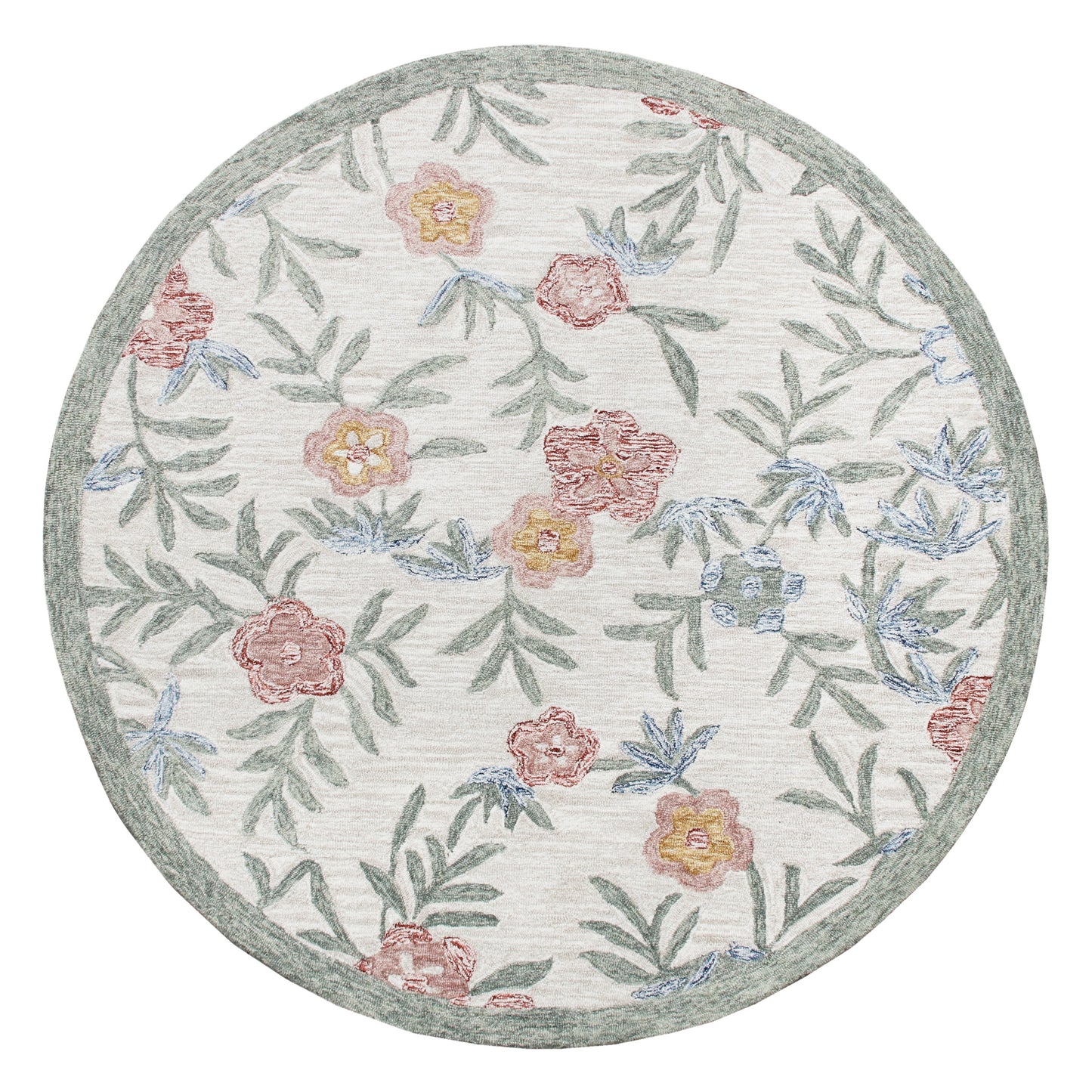 Sinuous-54161 Casual Hand-Tufted Cream/Green/Red/Yellow/Blue Cotton Indoor Area Rug - LR Home