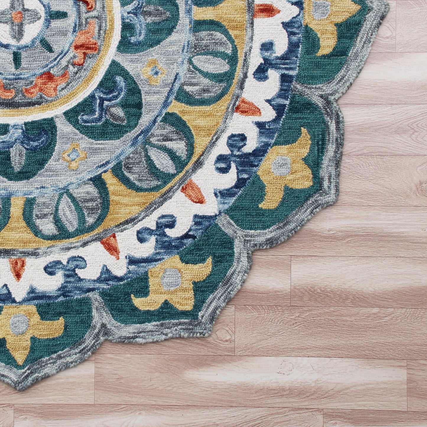 Sinuous-54162 Casual Hand-Tufted Multi/Teal/Yellow/White/Orange/Gray Cotton Indoor Area Rug - LR Home