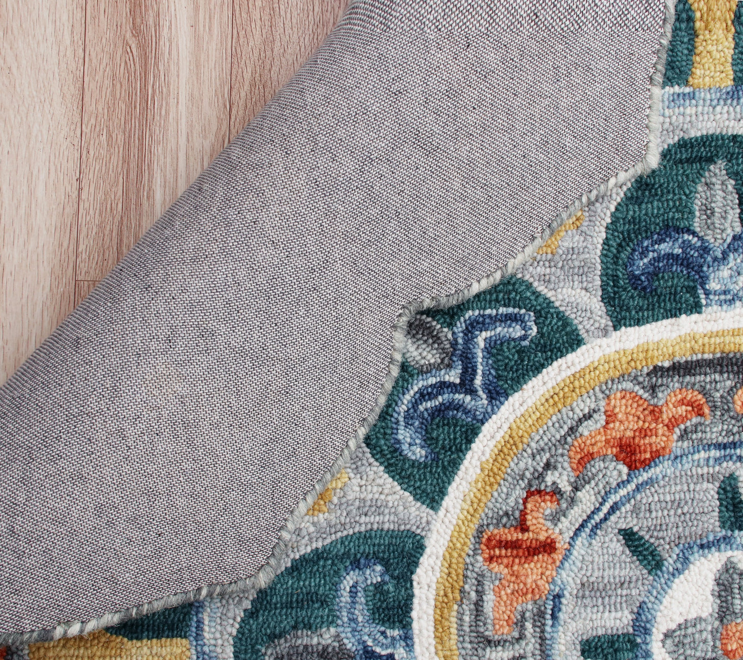 Sinuous-54162 Casual Hand-Tufted Multi/Teal/Yellow/White/Orange/Gray Cotton Indoor Area Rug - LR Home