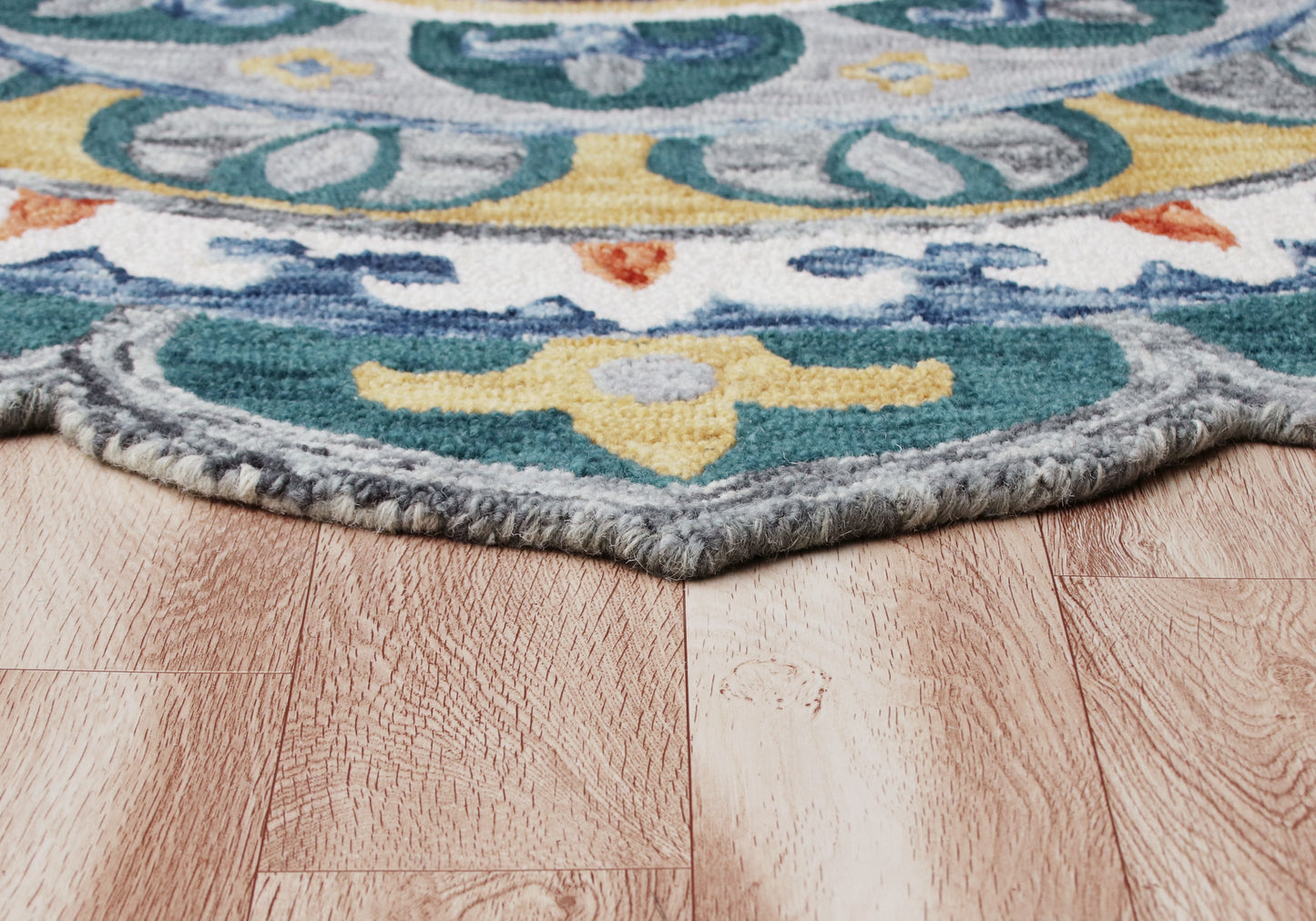 Sinuous-54162 Casual Hand-Tufted Multi/Teal/Yellow/White/Orange/Gray Cotton Indoor Area Rug - LR Home