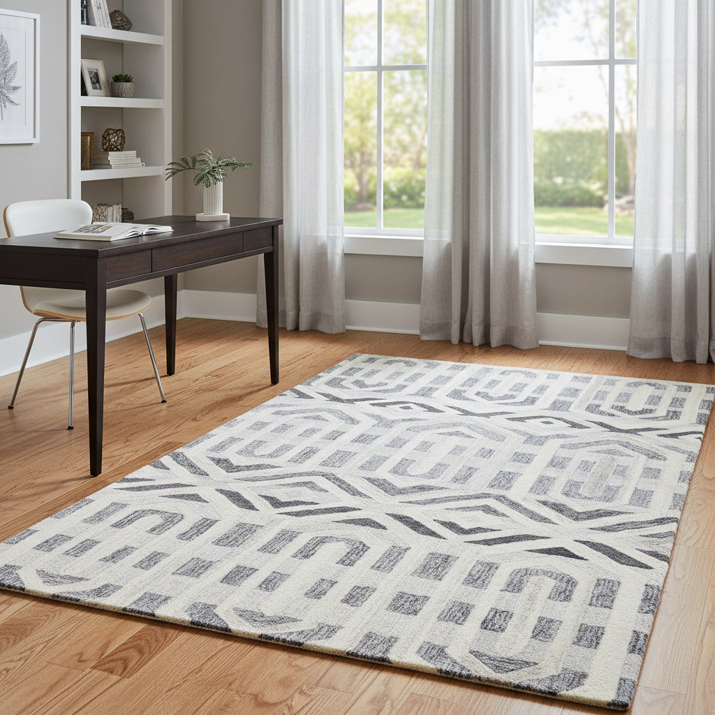 Suffolk SK336A Gray/Natural Hand-Tufted Rug - Rizzy
