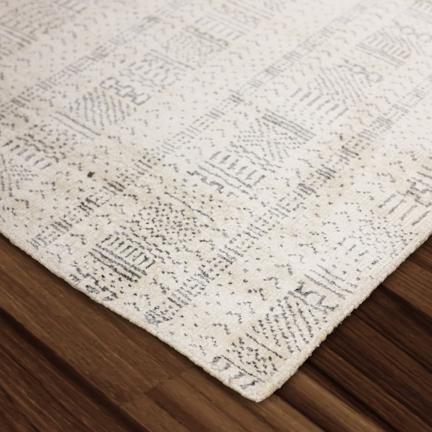 Sobek-04411 Modern Hand-Knotted White Indoor Area Rug - LR Home