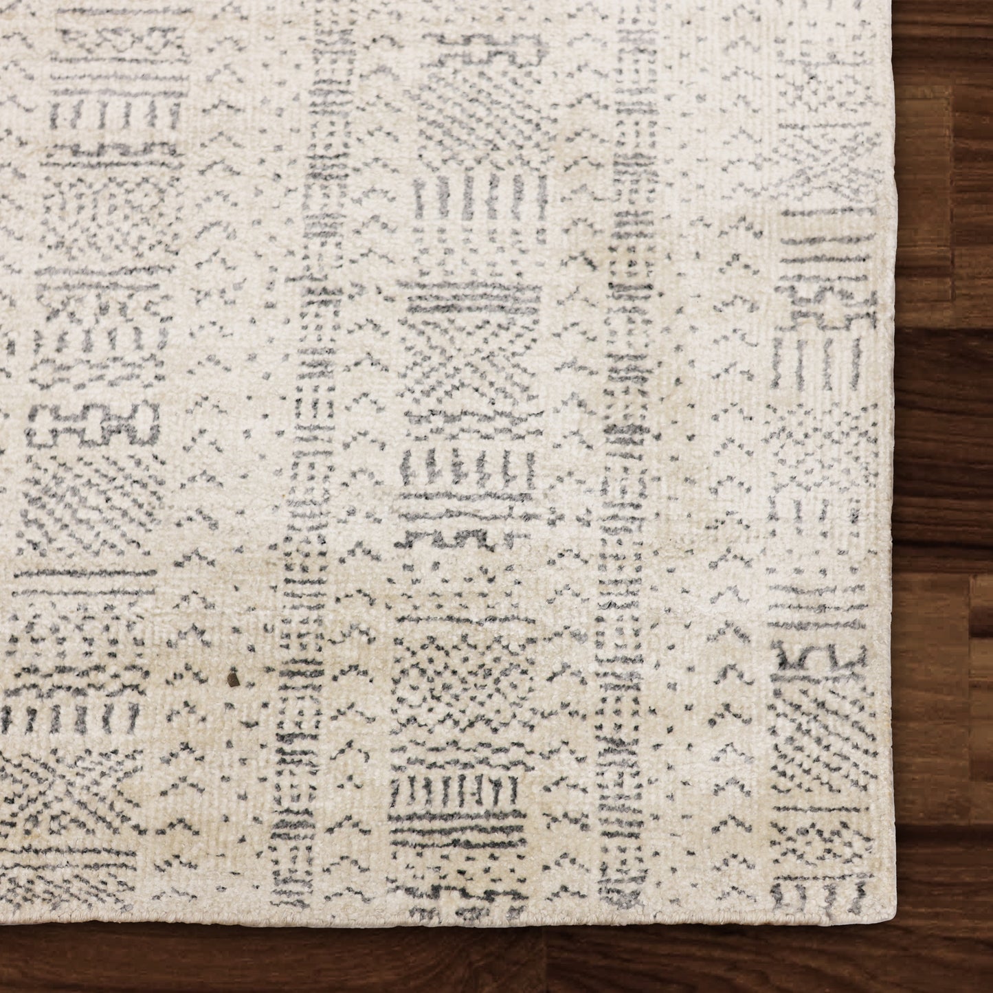 Sobek-04411 Modern Hand-Knotted White Indoor Area Rug - LR Home