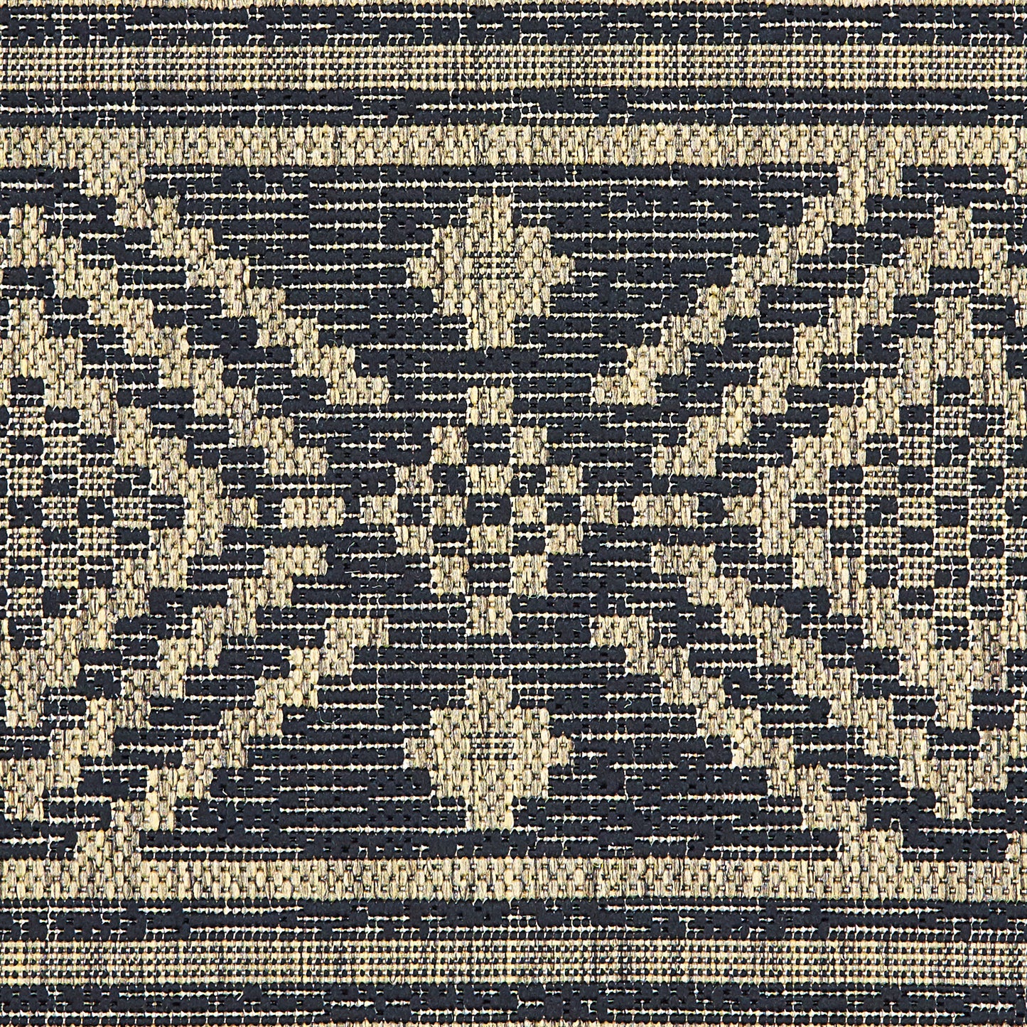 Sunshower-81241 Southwestern Power-Loomed Black/Brown Polypropylene Indoor/Outdoor Area Rug - LR Home