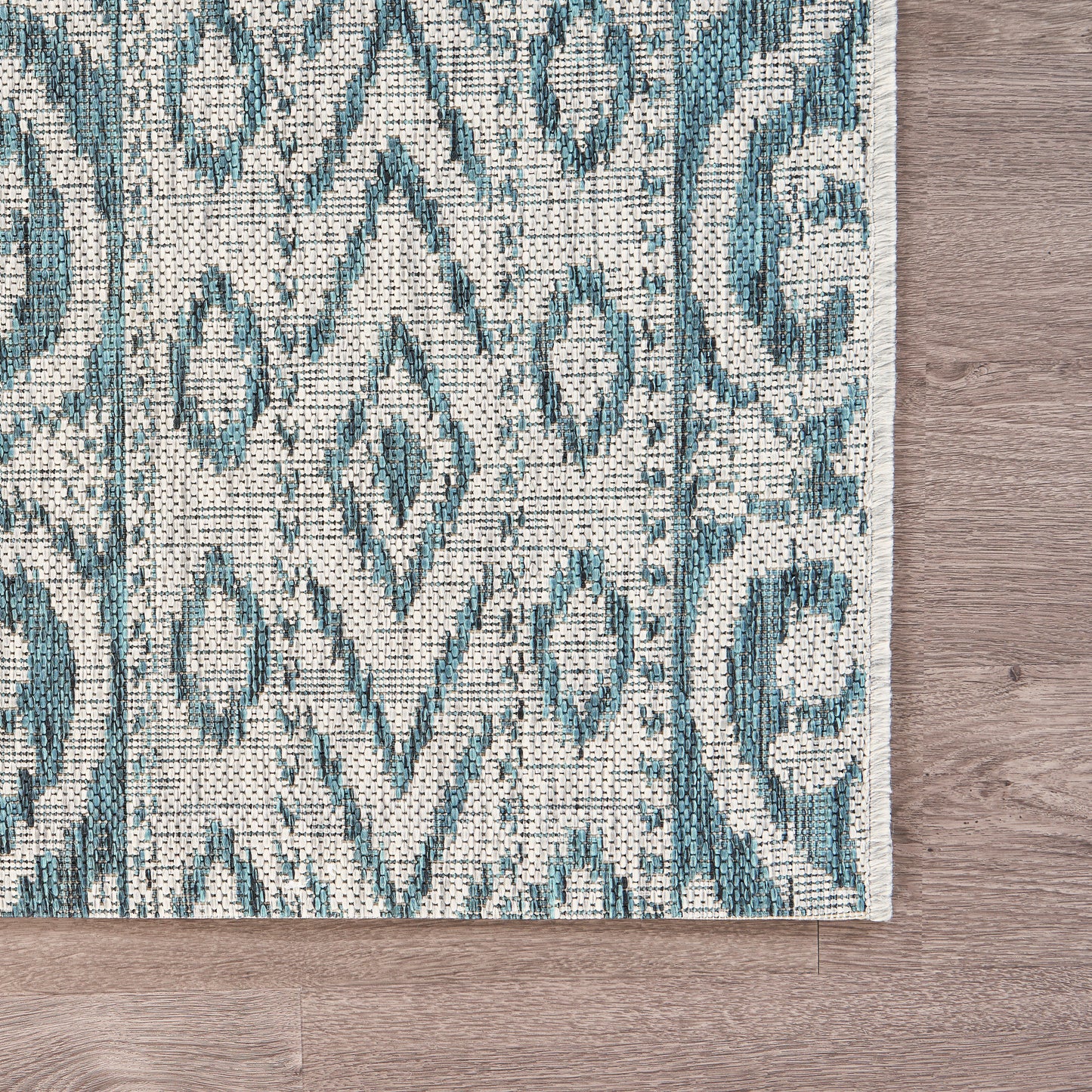 Sunshower-81242 Transitional Power-Loomed Blue/Gray Polypropylene Indoor/Outdoor Area Rug - LR Home
