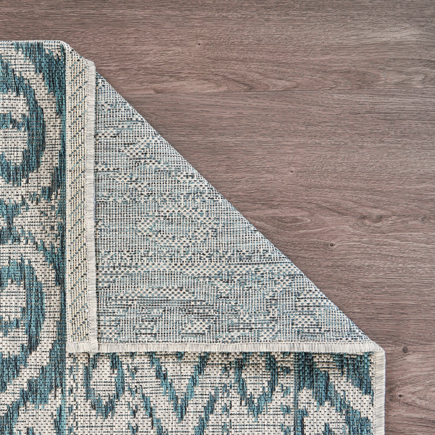 Sunshower-81242 Transitional Power-Loomed Blue/Gray Polypropylene Indoor/Outdoor Area Rug - LR Home
