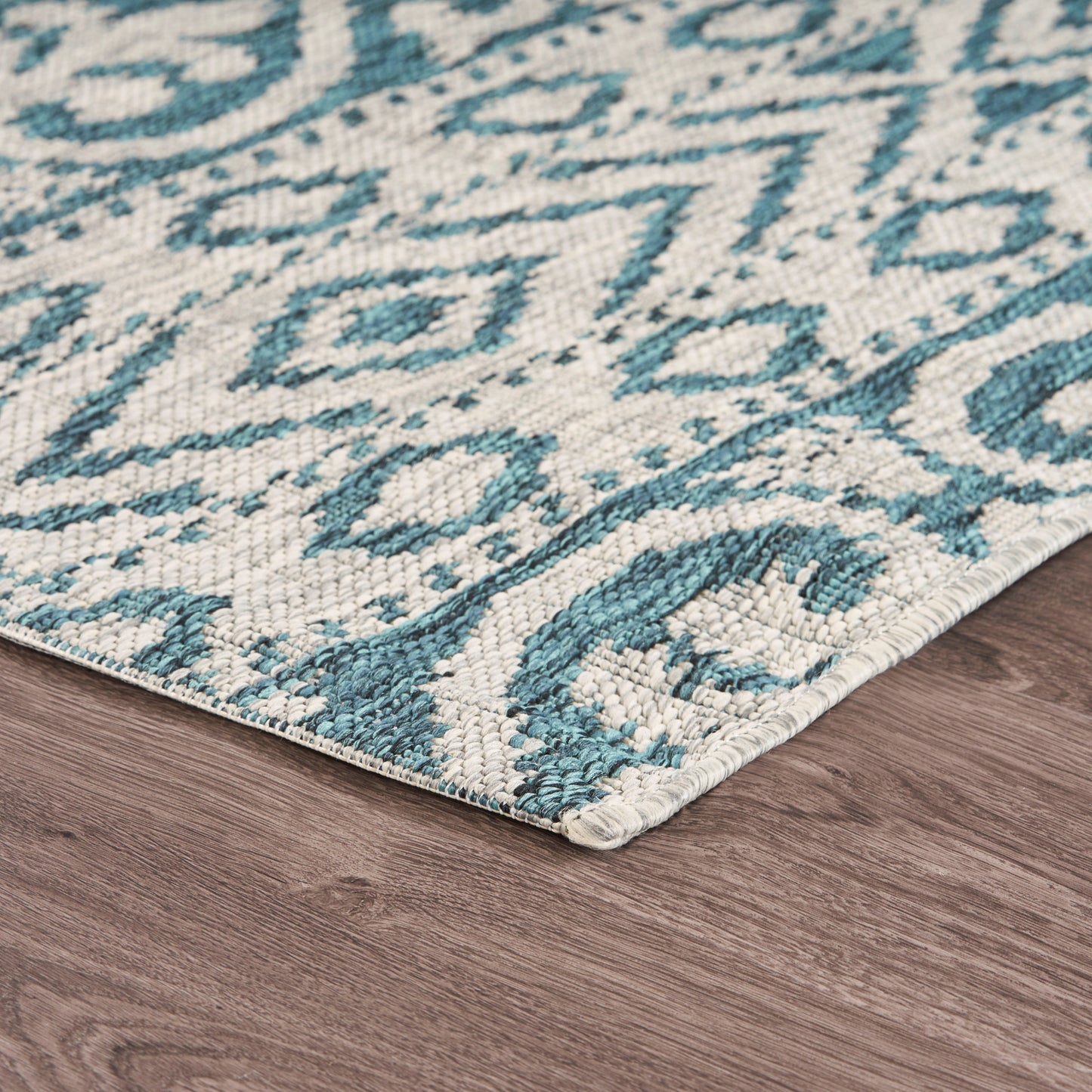 Sunshower-81242 Transitional Power-Loomed Blue/Gray Polypropylene Indoor/Outdoor Area Rug - LR Home