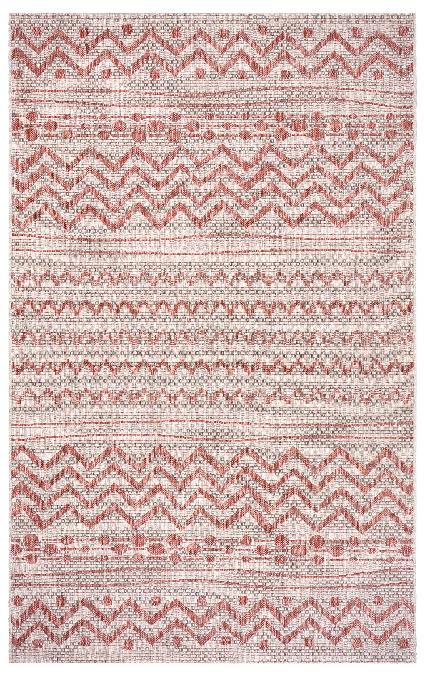 Sunshower-81244 Bohemian/Eclectic Power-Loomed Beige/Red Polypropylene Indoor/Outdoor Area Rug - LR Home