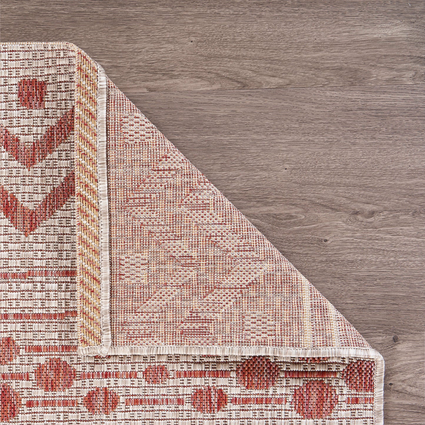 Sunshower-81244 Bohemian/Eclectic Power-Loomed Beige/Red Polypropylene Indoor/Outdoor Area Rug - LR Home