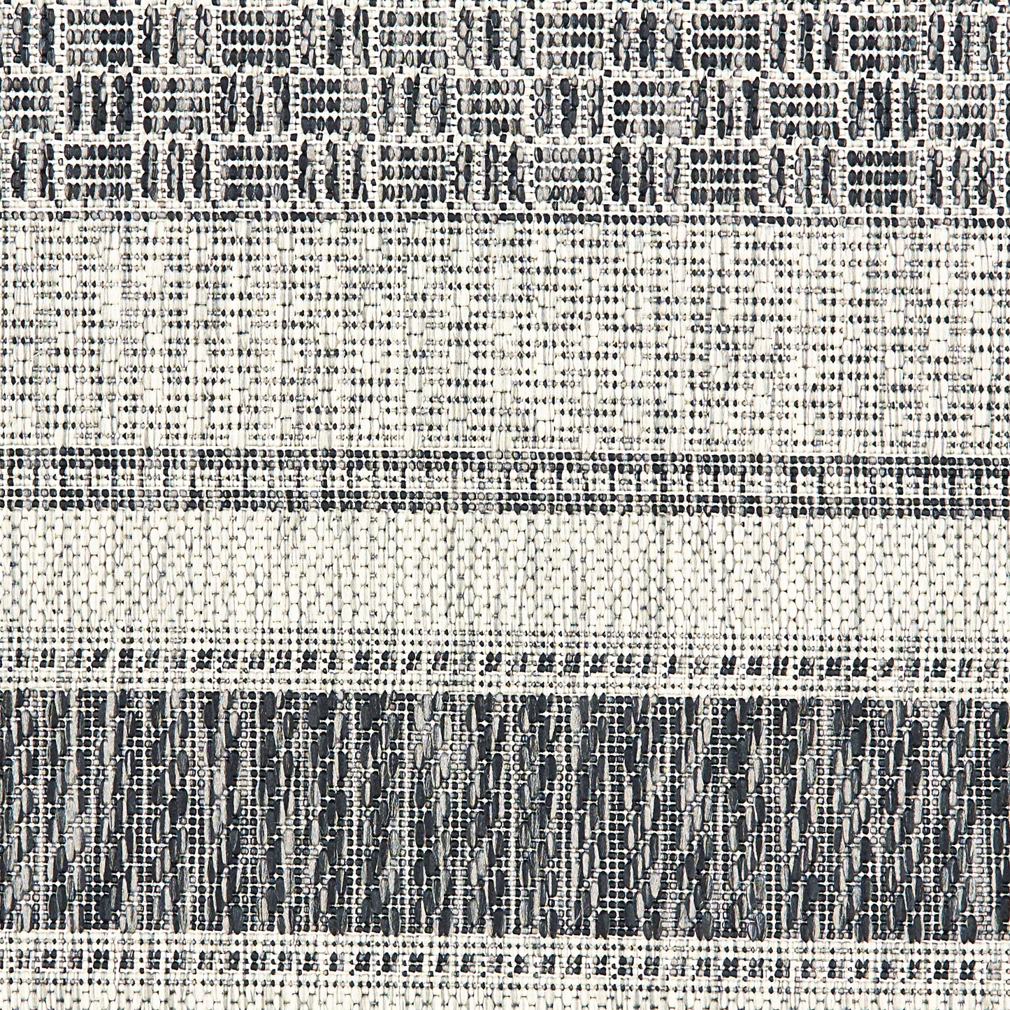 Sunshower-81246 Contemporary Power-Loomed Gray/Black Polypropylene Indoor/Outdoor Area Rug - LR Home