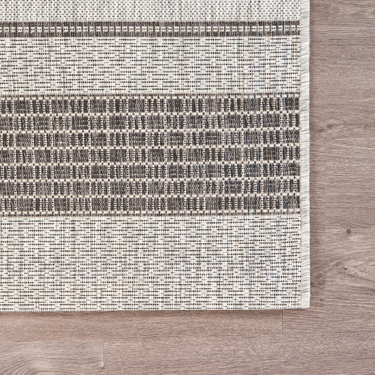 SUNSH-81246 Modern/Contemporary Machine Made Gray/Black Polypropylene Indoor/Outdoor Area Rugs - LR Home