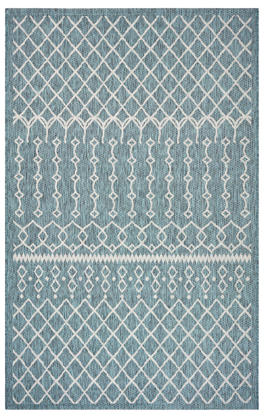 SUNSH-81247 Modern/Contemporary Machine Made Blue/Gray Polypropylene Indoor/Outdoor Area Rugs - LR Home