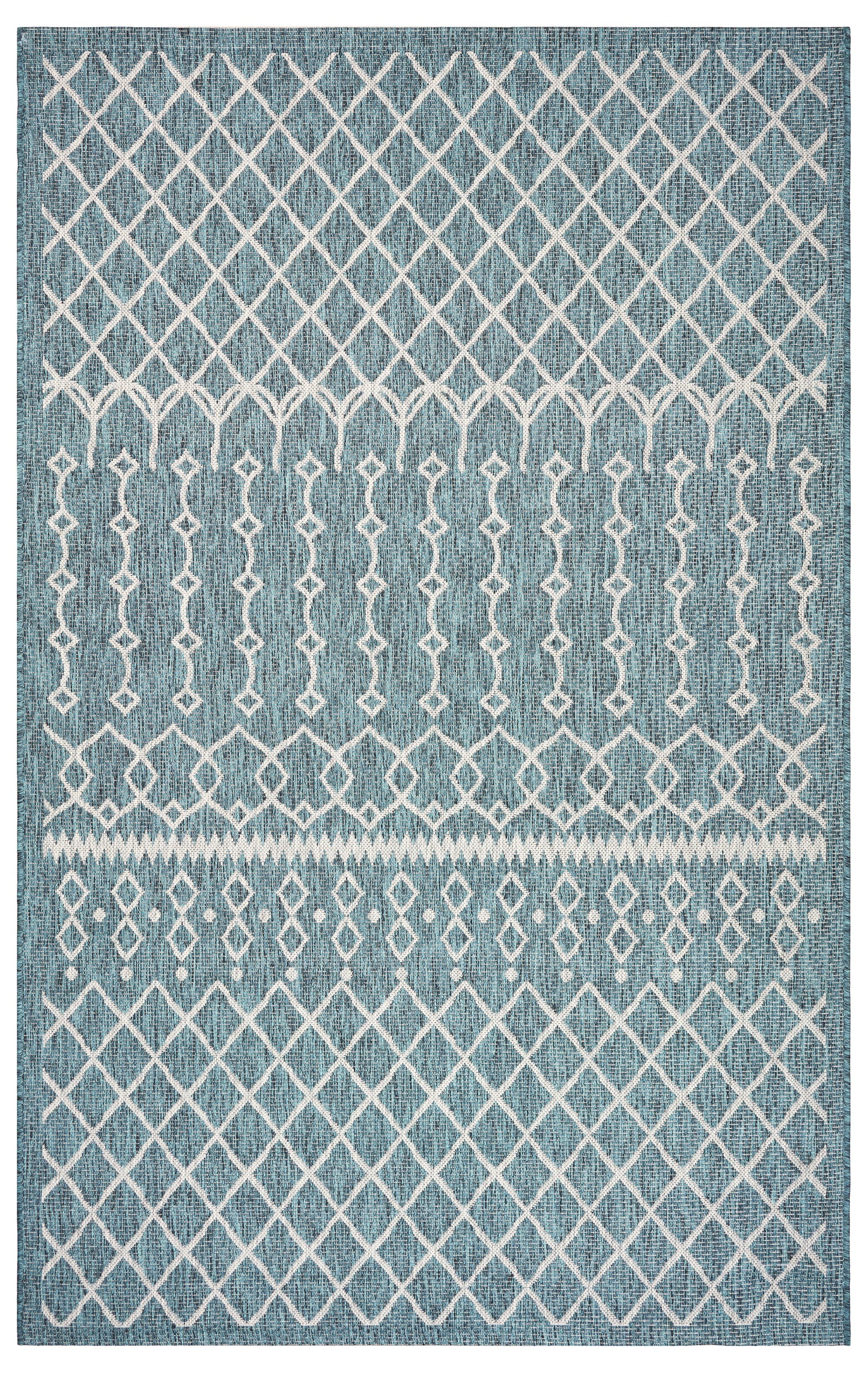 Sunshower-81247 Contemporary Power-Loomed Blue/Gray Polypropylene Indoor/Outdoor Area Rug - LR Home