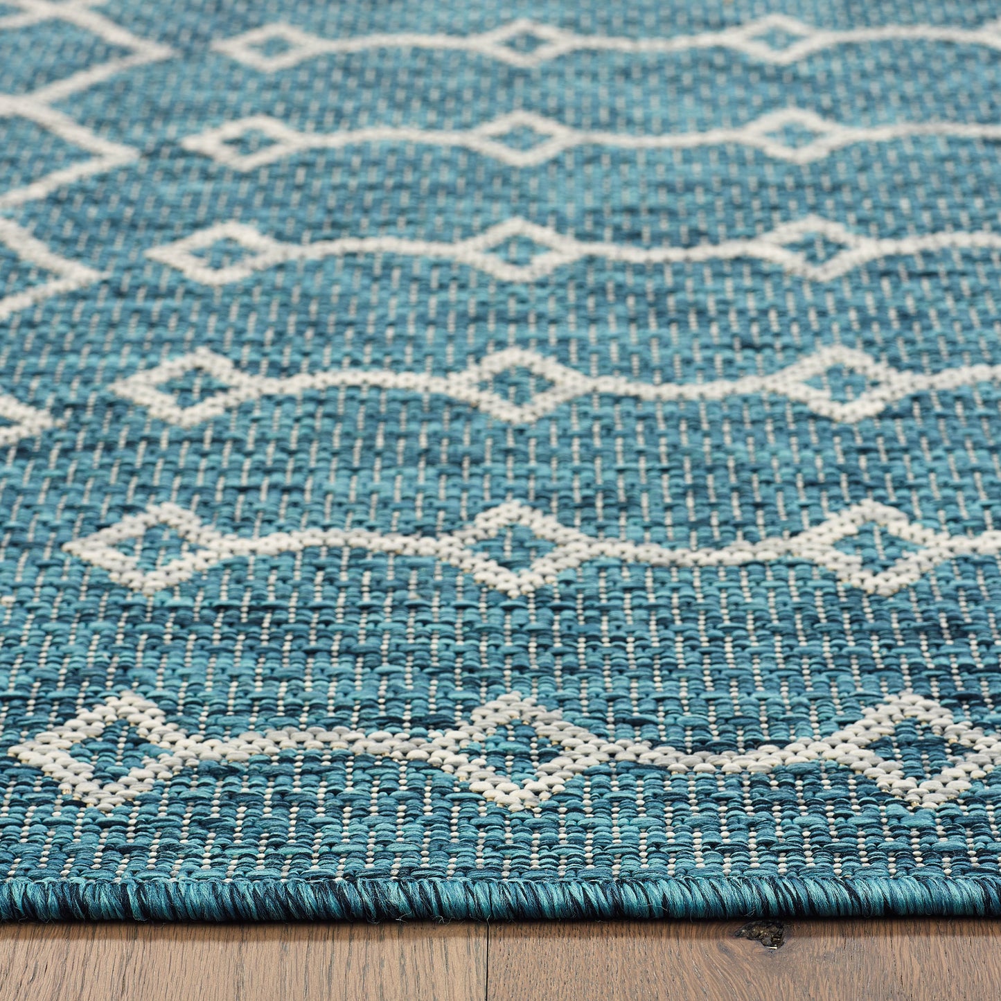 Sunshower-81247 Contemporary Power-Loomed Blue/Gray Polypropylene Indoor/Outdoor Area Rug - LR Home