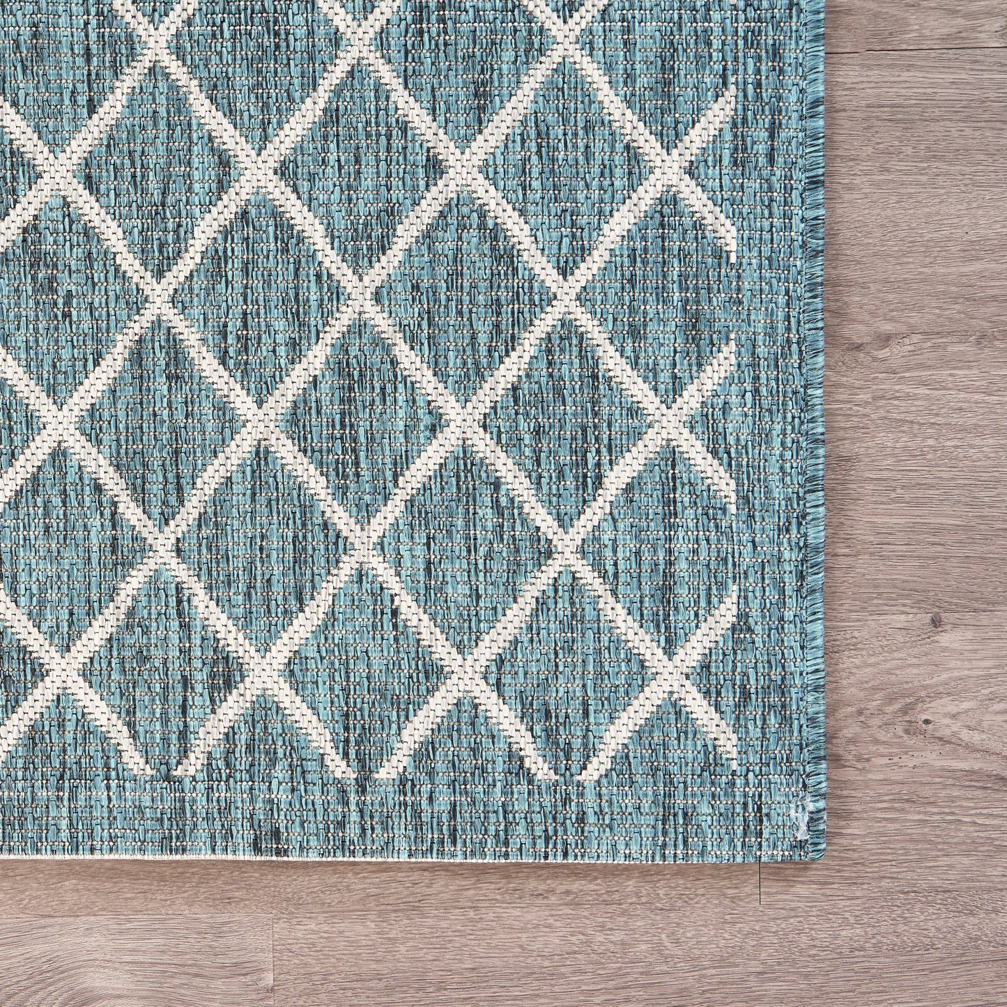 Sunshower-81247 Contemporary Power-Loomed Blue/Gray Polypropylene Indoor/Outdoor Area Rug - LR Home