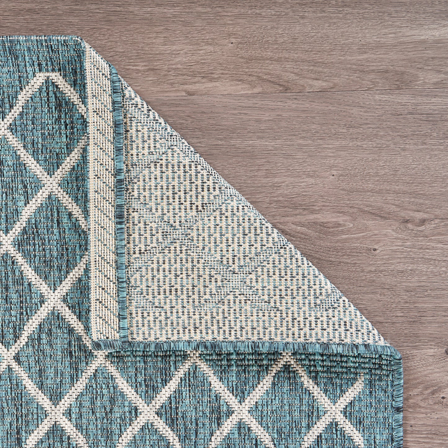Sunshower-81247 Contemporary Power-Loomed Blue/Gray Polypropylene Indoor/Outdoor Area Rug - LR Home