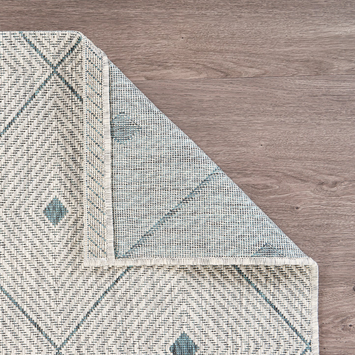 Sunshower-81248 Contemporary Power-Loomed Blue/Gray Polypropylene Indoor/Outdoor Area Rug - LR Home