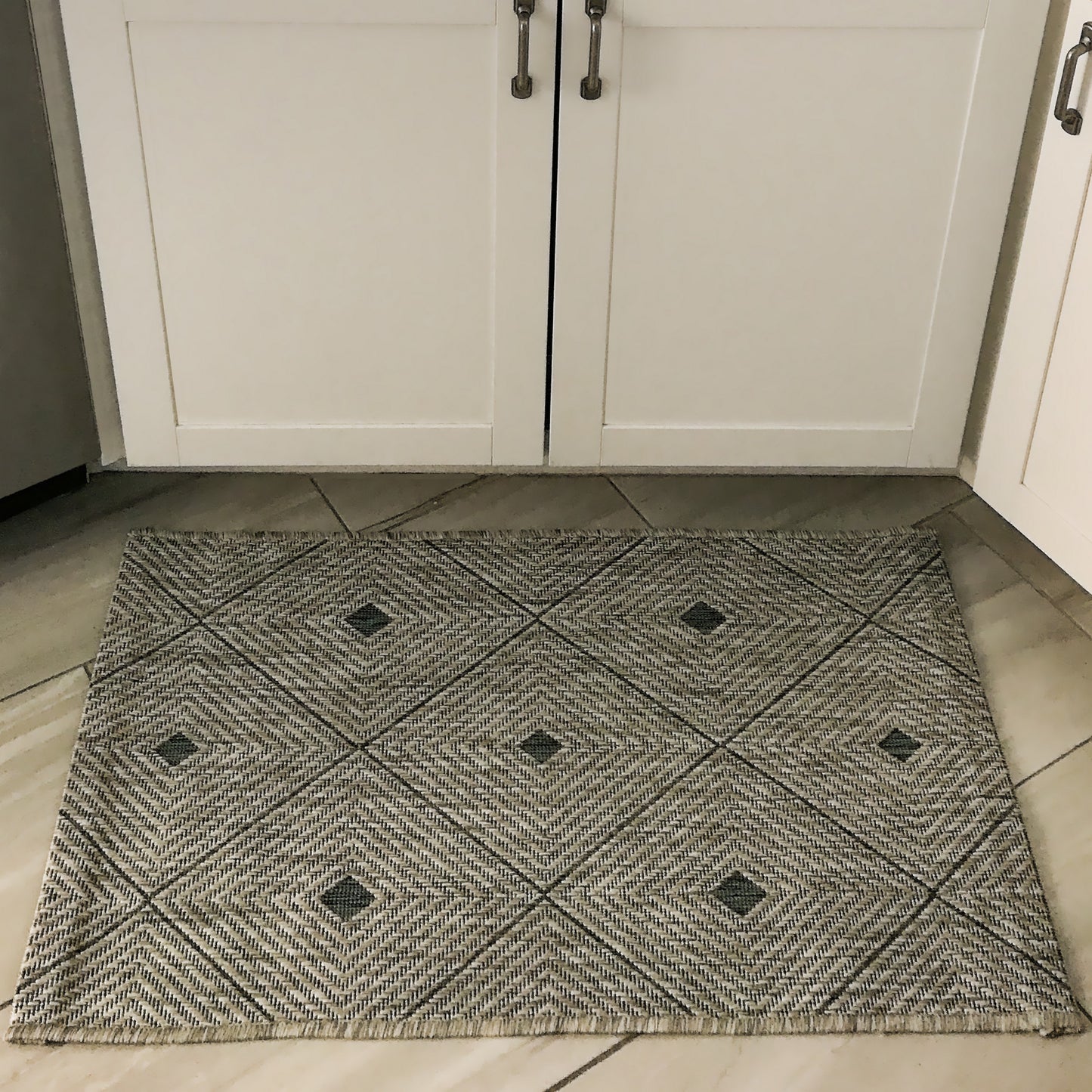 Sunshower-81248 Contemporary Power-Loomed Blue/Gray Polypropylene Indoor/Outdoor Area Rug - LR Home