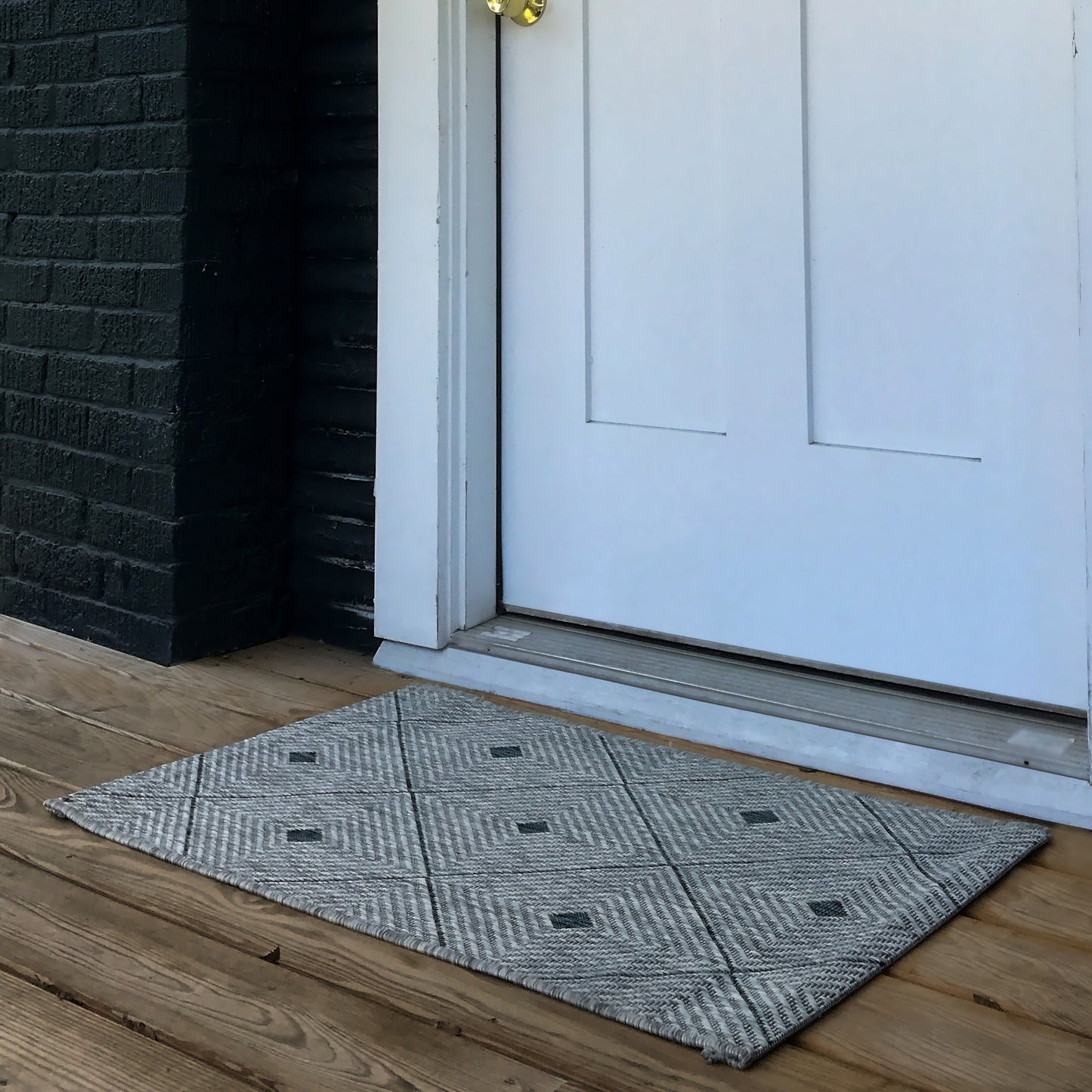 Sunshower-81248 Contemporary Power-Loomed Blue/Gray Polypropylene Indoor/Outdoor Area Rug - LR Home