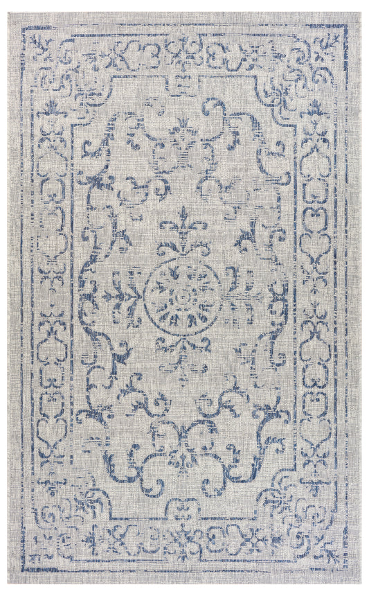 SUNSH-81249 Classic/Traditional Machine Made Navy/Gray Polypropylene Indoor/Outdoor Area Rugs - LR Home