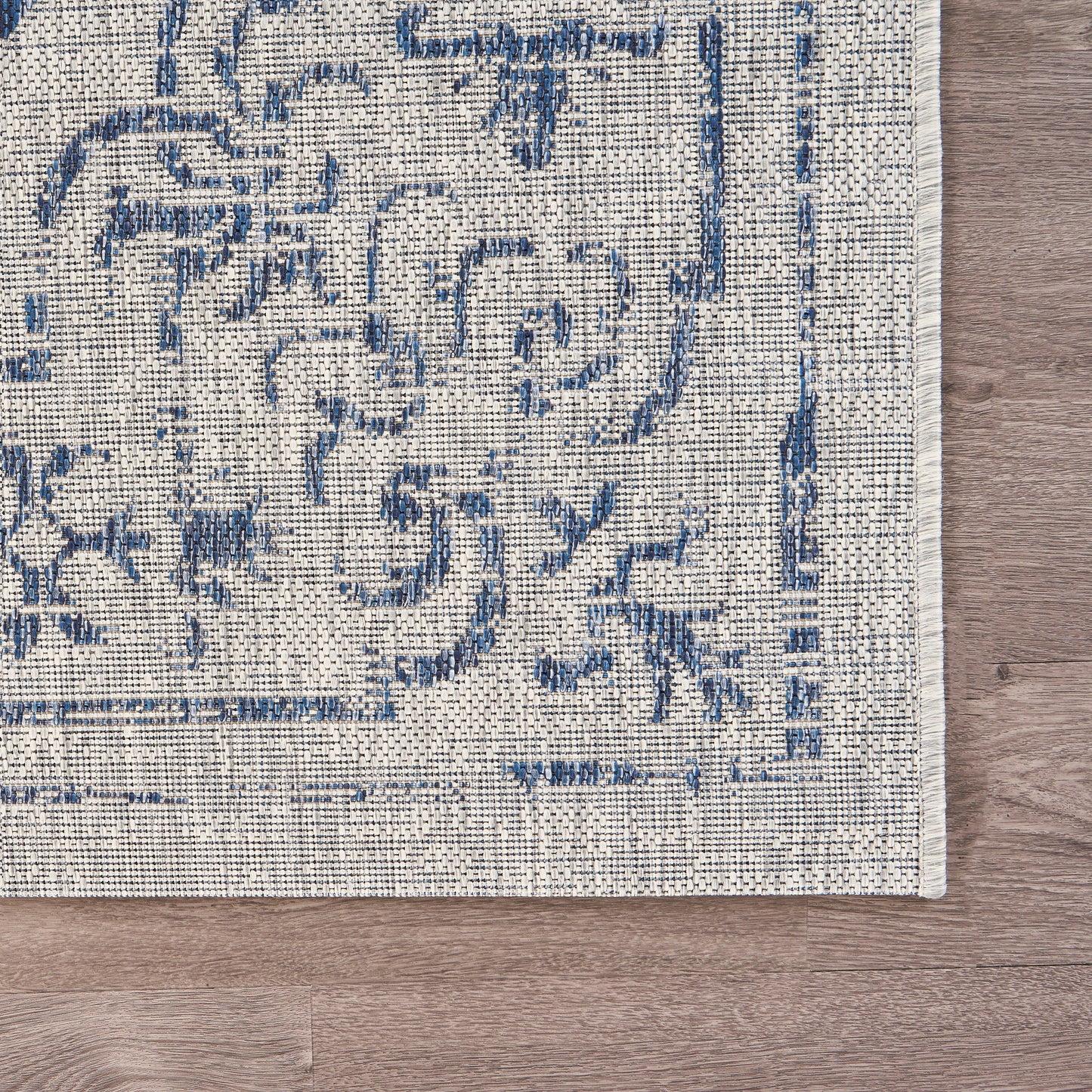 Sunshower-81249 Traditional Power-Loomed Navy/Gray Polypropylene Indoor/Outdoor Area Rug - LR Home