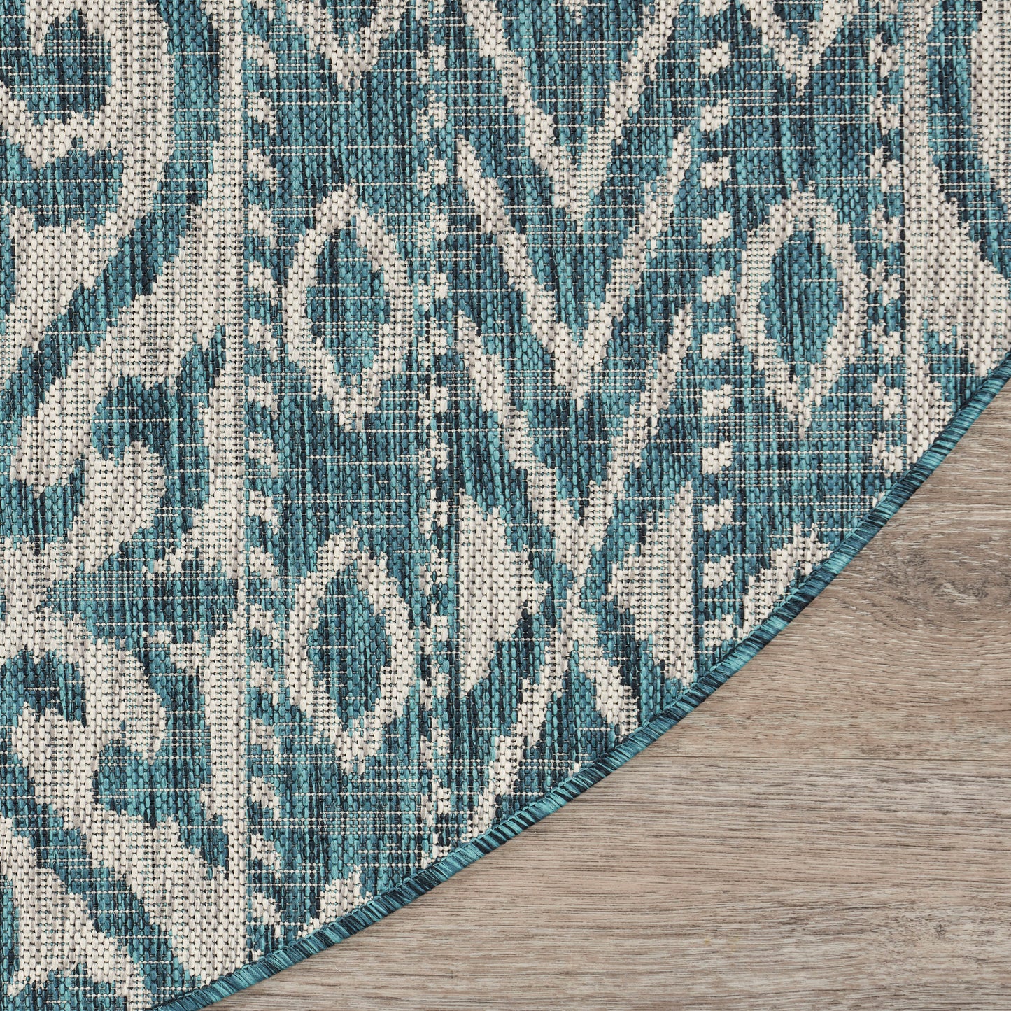 Sunshower-81250 Transitional Power-Loomed Teal Polypropylene Indoor/Outdoor Area Rug - LR Home