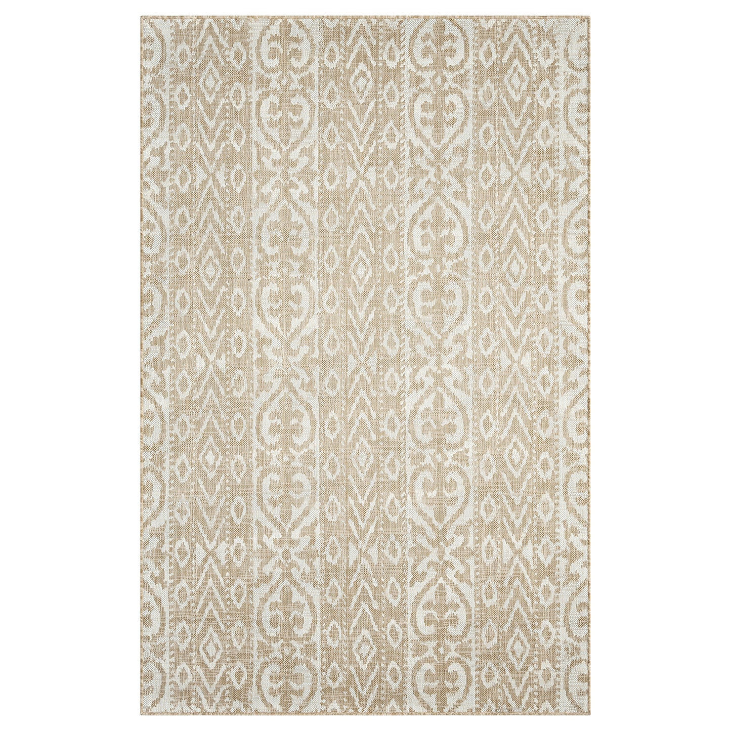 Sunshower-82601 Transitional Power-Loomed Beige/Ivory Polypropylene Indoor/Outdoor Area Rug - LR Home