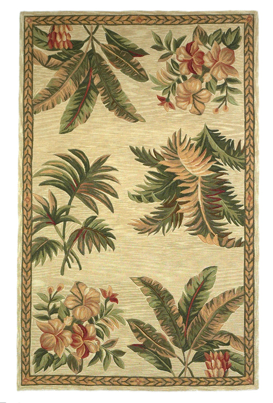 Sparta 3133 Ivory Tropical Oasis Hand Tufted Area Rug - KAS