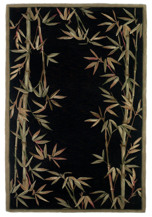 Sparta 3147 Black Bamboo Border Hand Tufted Area Rug - KAS