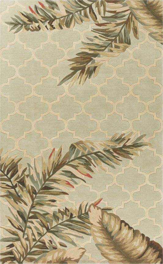 Sparta 3153 Sage Tropical Mosaic Hand Tufted Area Rug - KAS