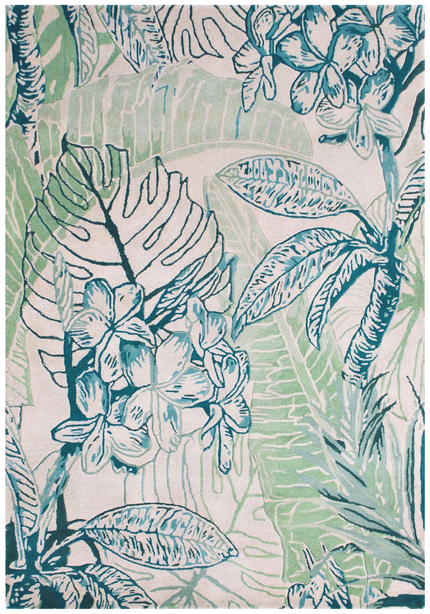 Sparta 3184 Ivory/Green Foliage Hand Tufted Area Rug - KAS