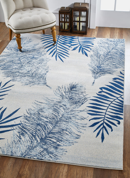 Stella 6266 Ivory/Navy Fauna Machine Woven Performance Area Rug - KAS