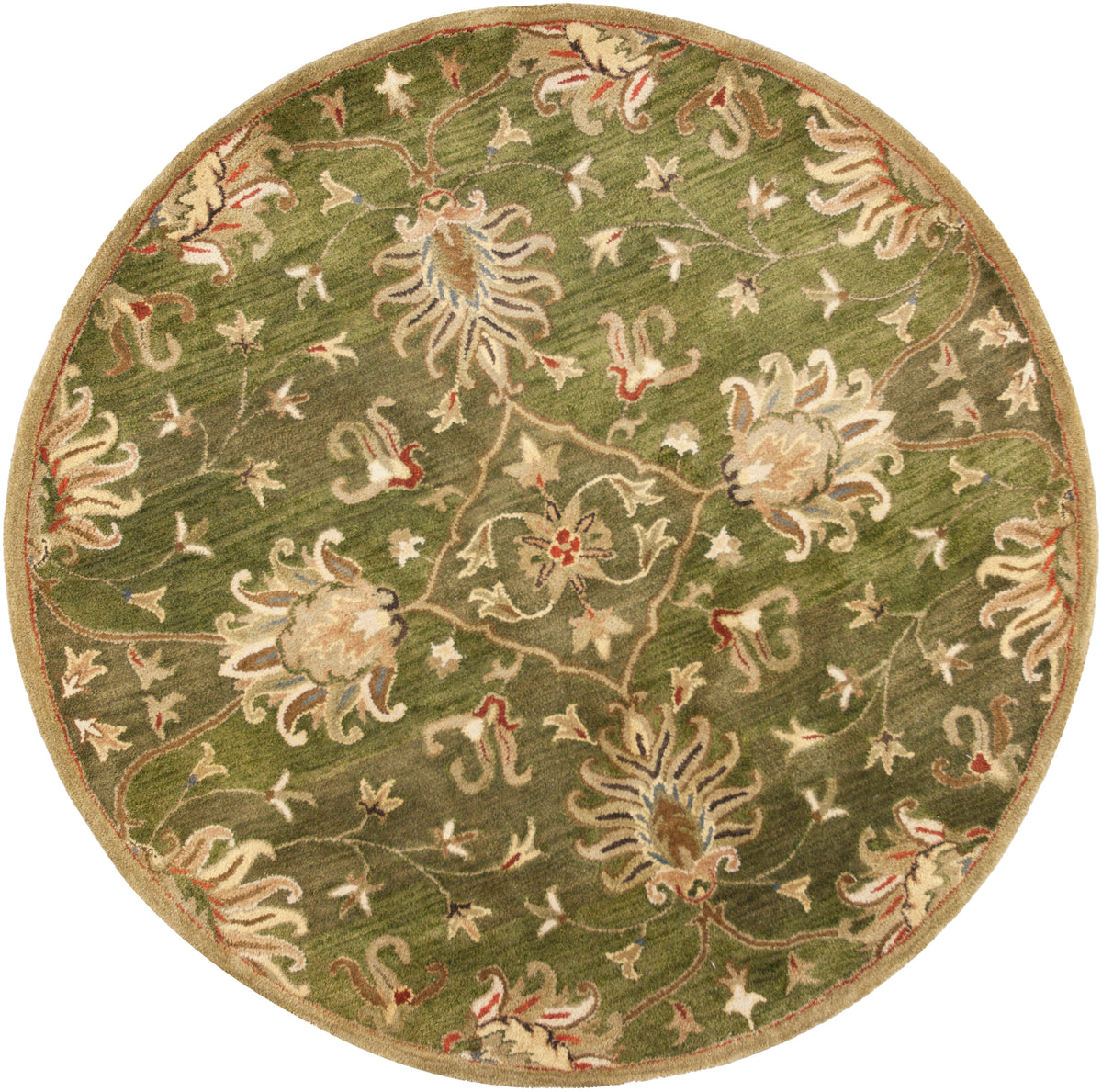 Syria Rugs Round Syriana 6010 Emerald Green Agra Hand Tufted Area Rug - KAS – Rug ...