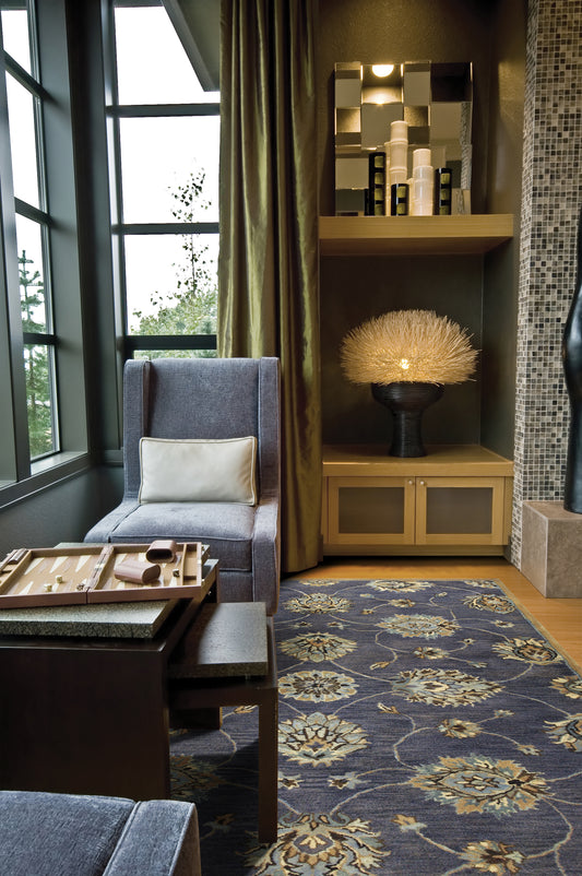 Syriana 6024 Midnight Kashan Hand Tufted Area Rug - KAS