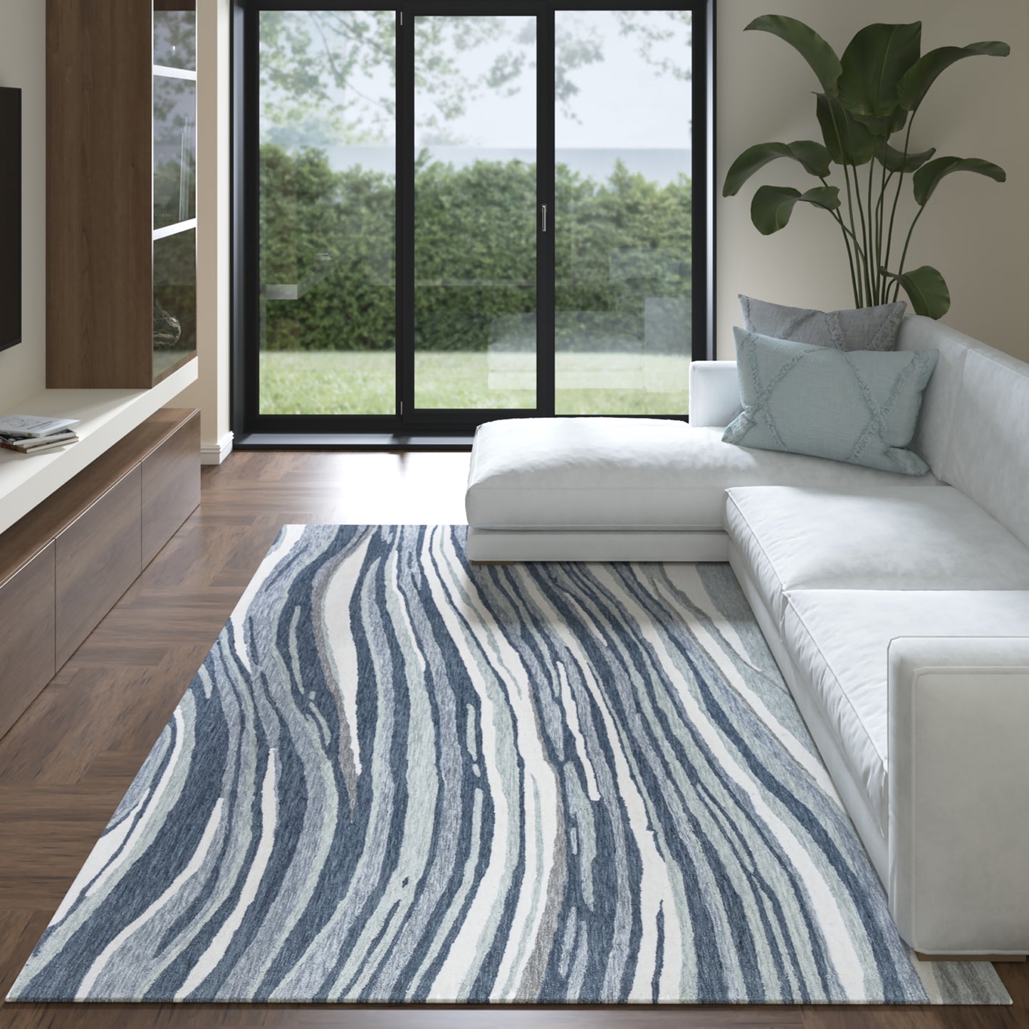 Tahoe-82652 Contemporary Hand-Tufted Blue/Seafoam Cotton Indoor Area Rug - LR Home