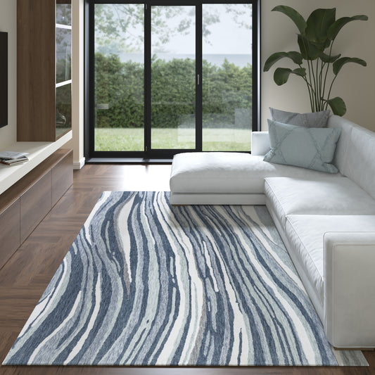 Tahoe-82652 Contemporary Hand-Tufted Blue/Seafoam Cotton Indoor Area Rug - LR Home