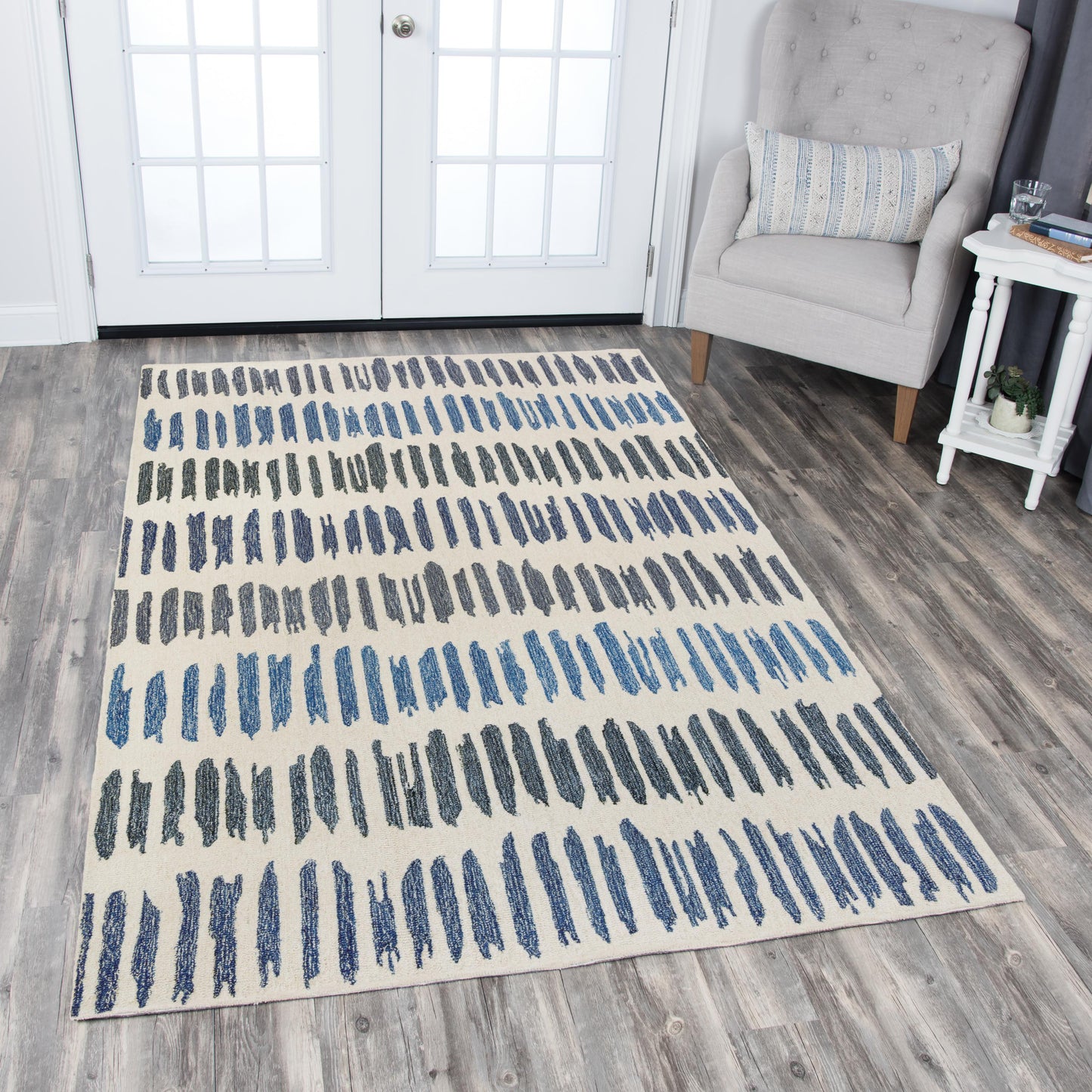 Tetra TET109 Ivory/Blue Hand-Tufted Rug - Rizzy