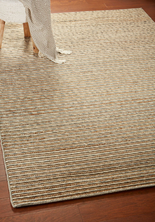 Topanga-81321 Coastal Handmade Silver Cotton Indoor Area Rug - LR Home
