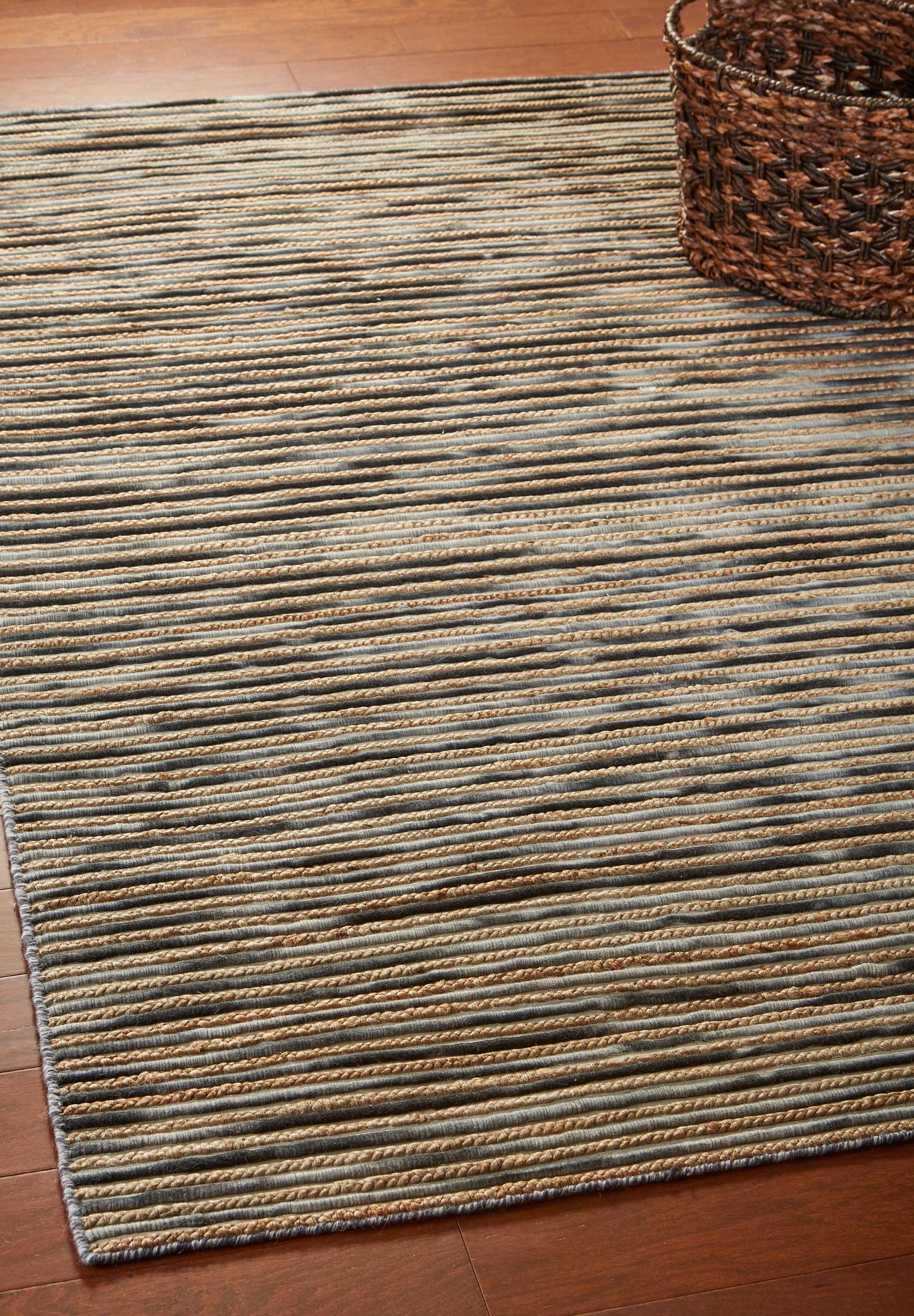Topanga-81323 Coastal Handmade Charcoal Cotton Indoor Area Rug - LR Home