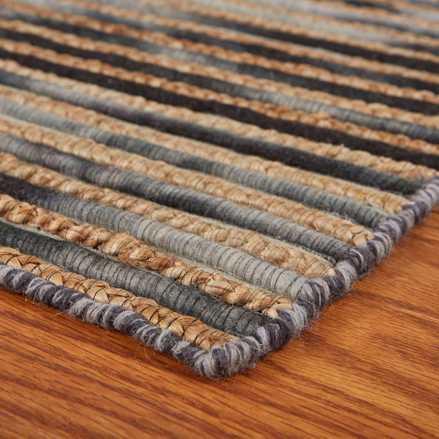 Topanga-81323 Coastal Handmade Charcoal Cotton Indoor Area Rug - LR Home